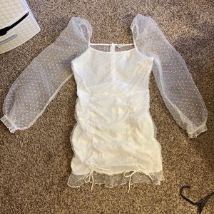 white right long sleeve dress